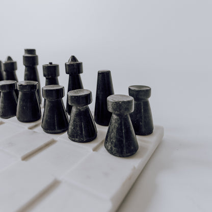 White and Grey Marble Chess Set