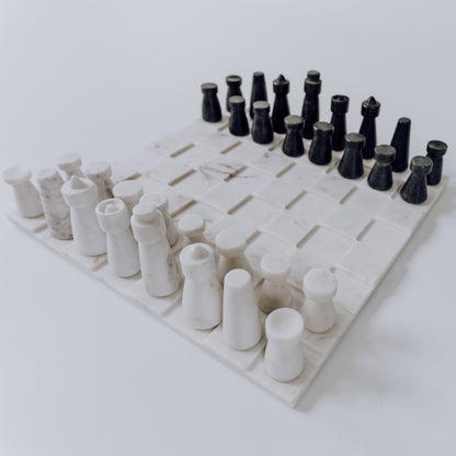 White and Grey Marble Chess Set