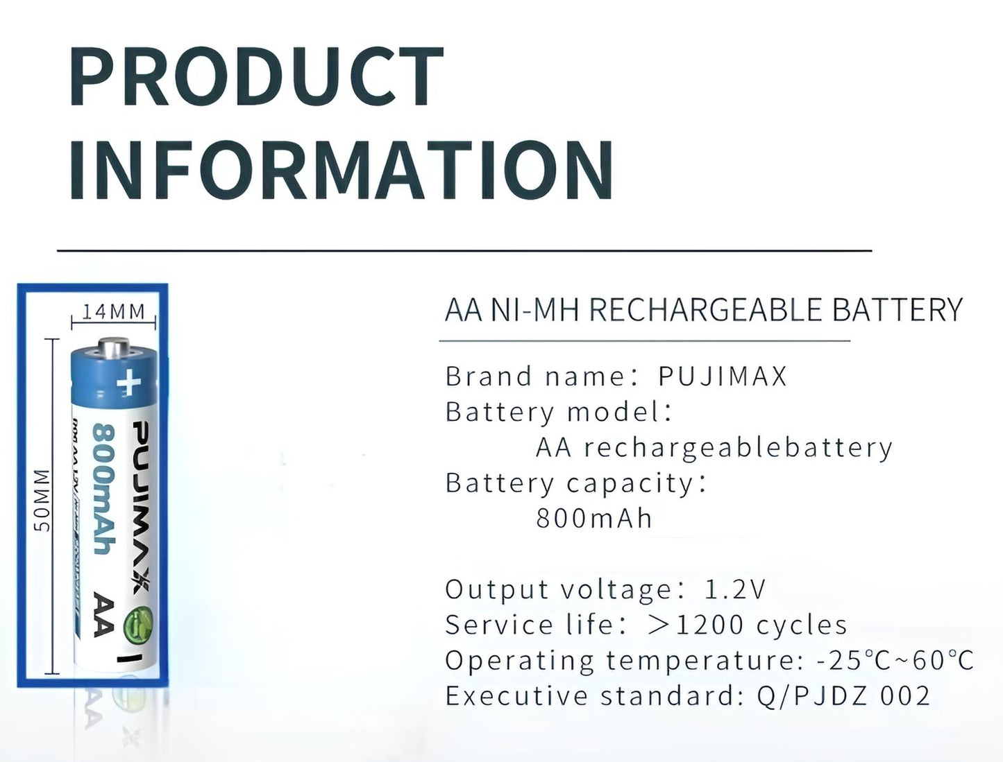 AA Nimh Rechargeable Batteries - 800mAh 4pck
