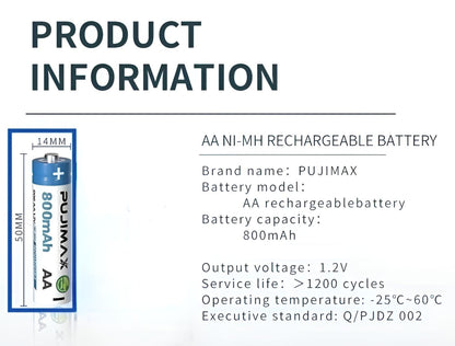 AA Nimh Rechargeable Batteries - 800mAh 4pck