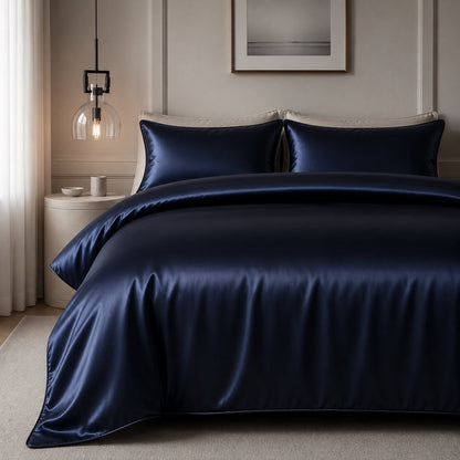 Satin Quilt Cover - Navy Blue