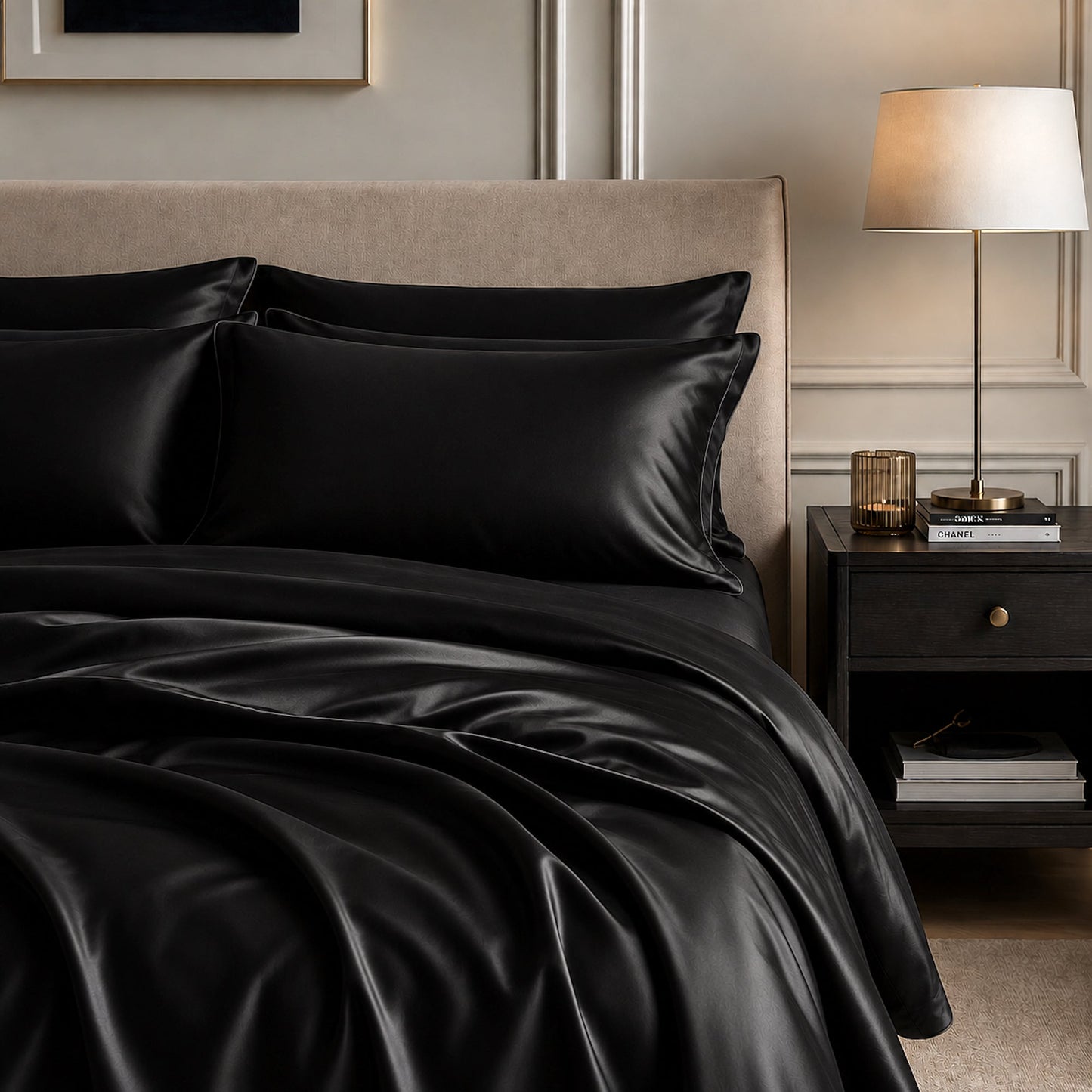 Satin Sheet Set - Luxury Black