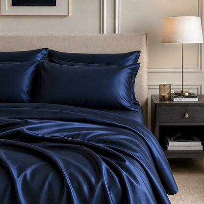 Satin Sheet Set - Navy Blue