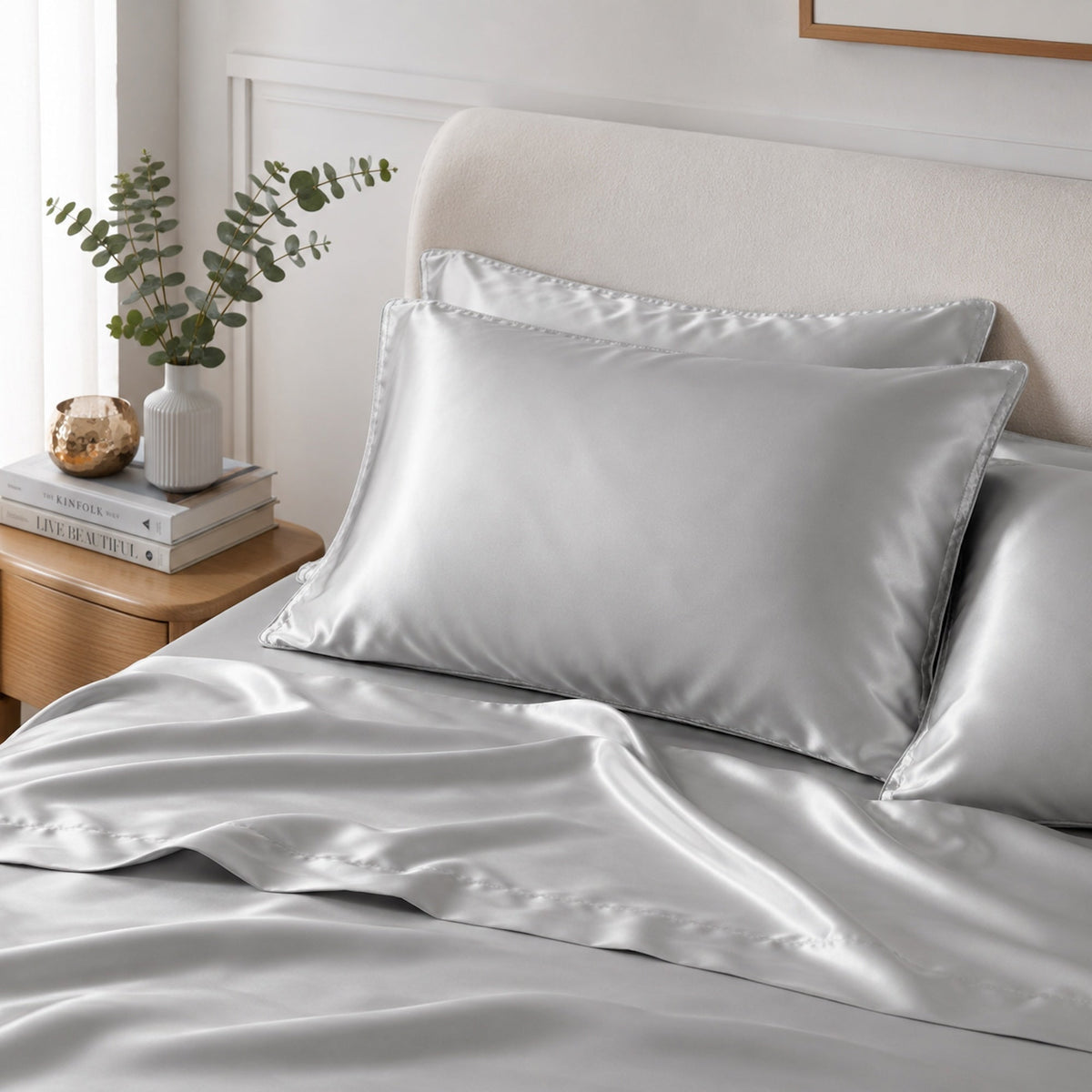 Satin Pillowcase Set - Silver