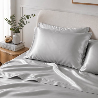 Satin Pillowcase Set - Silver
