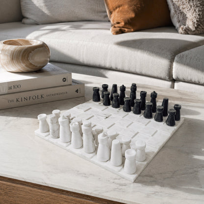 White and Grey Marble Chess Set
